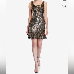 Sequin Flounce Hem Tank Cocktail Dress